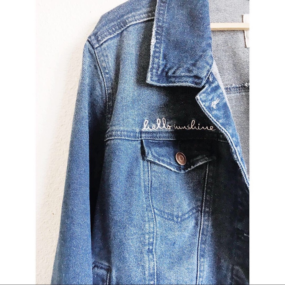 A• NEW • DAY  New Sunshine Embroidered Jean Jacket